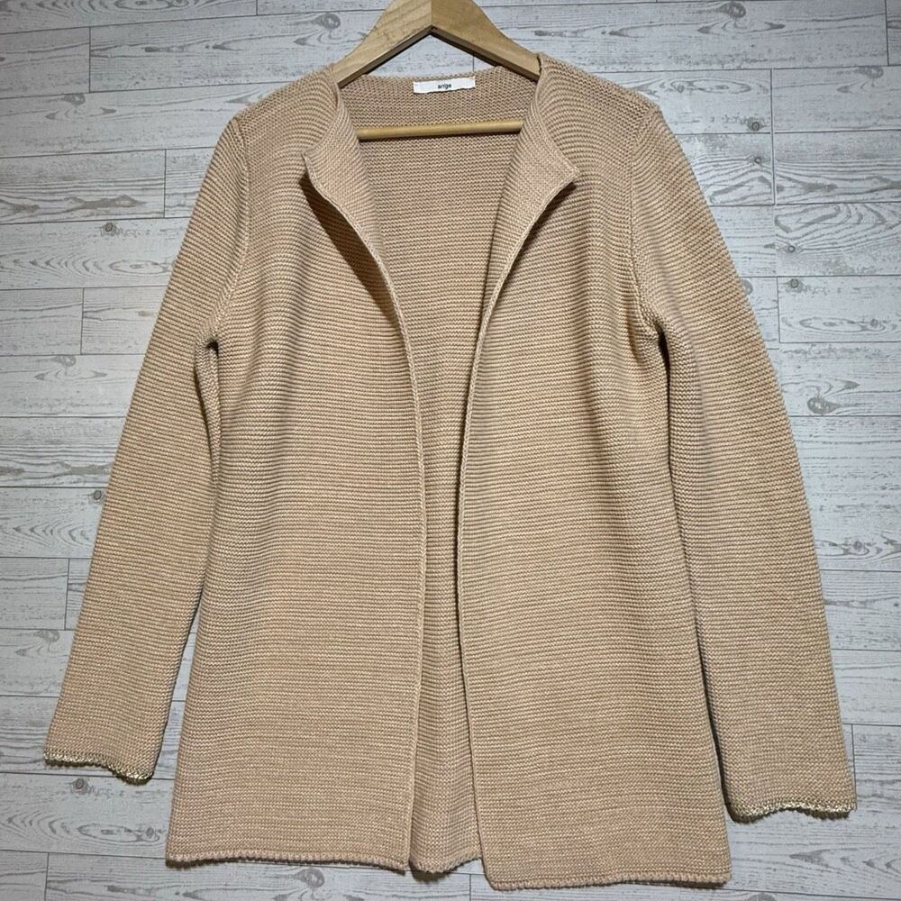 An'ge Paris Laine Wool Blend Open Front Knit Cardigan Peach Pink Womens One Size